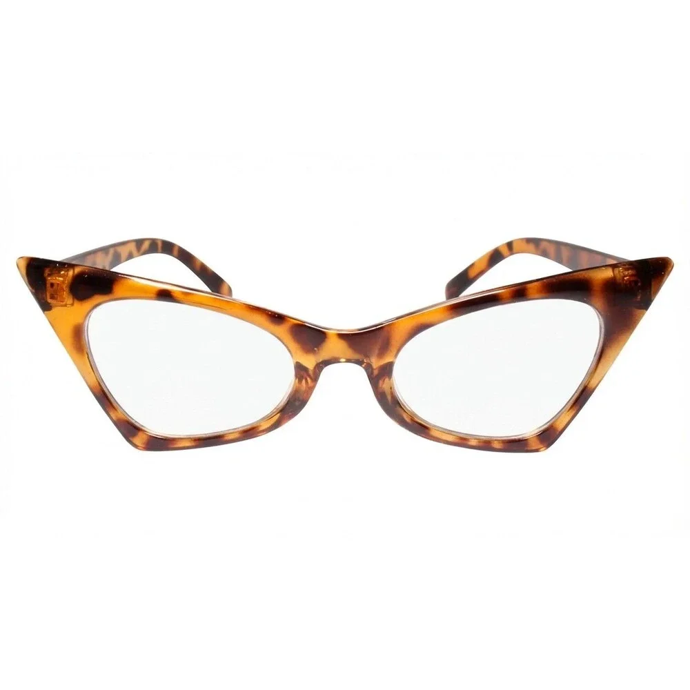 Classic Retro 70s Fashion Womens Tortoise & Pink Cat Eye Clear Lens Glasses